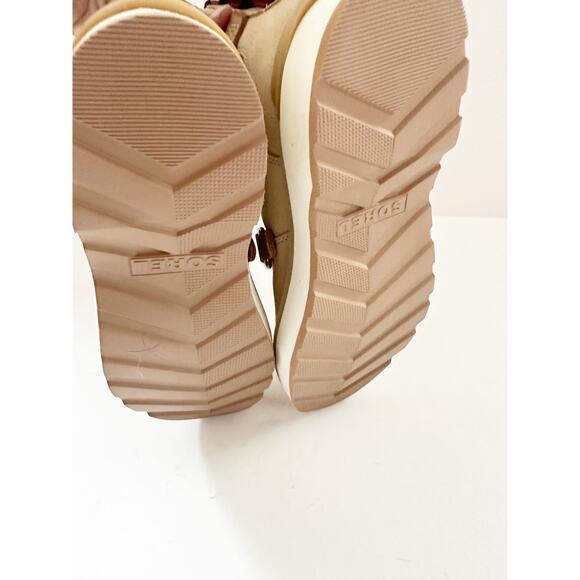 NWOB Sorel hi line eq chelsea boot tan black maroon 9.5 - Picture 5 of 7